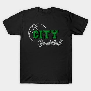 Classic Name City Vintage Styles Green Basketball T-Shirt